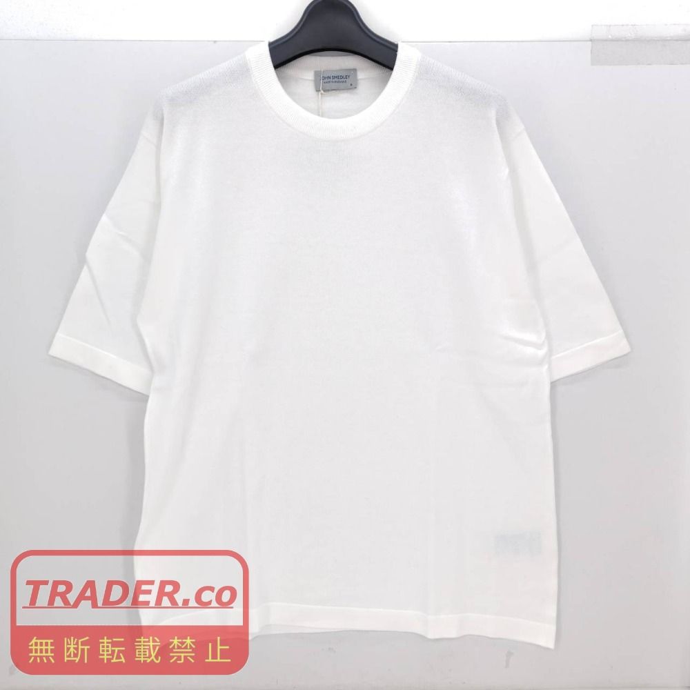 05w22100 ジョンスメドレー JOHN SMEDLEY 半袖ニットTシャツ ホワイト M イギリス製 メンズ 半袖Ｔシャツ コットン 【中古品】