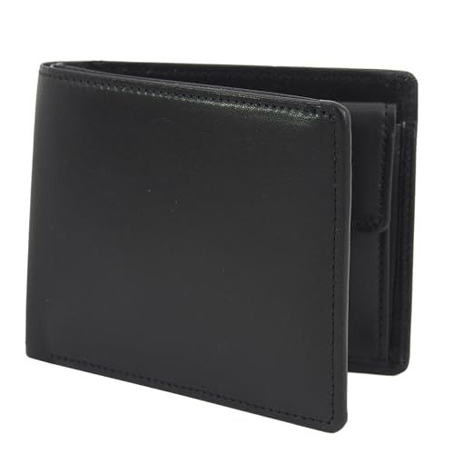 【新品】栃木レザー 財布 メンズ 二つ折り マチ付き 本革 日本製 革製コースター付き 札入れ 多収納 TGS-5533 (black) 79deb9a8