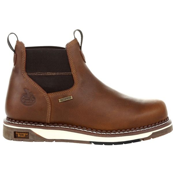 ジョージブーツ メンズ シューズ ブーツ・レインブーツ チェルシー Georgia Boot Amp Lt Wedge Waterproof Chelsea Work Boot Brown ブラウン