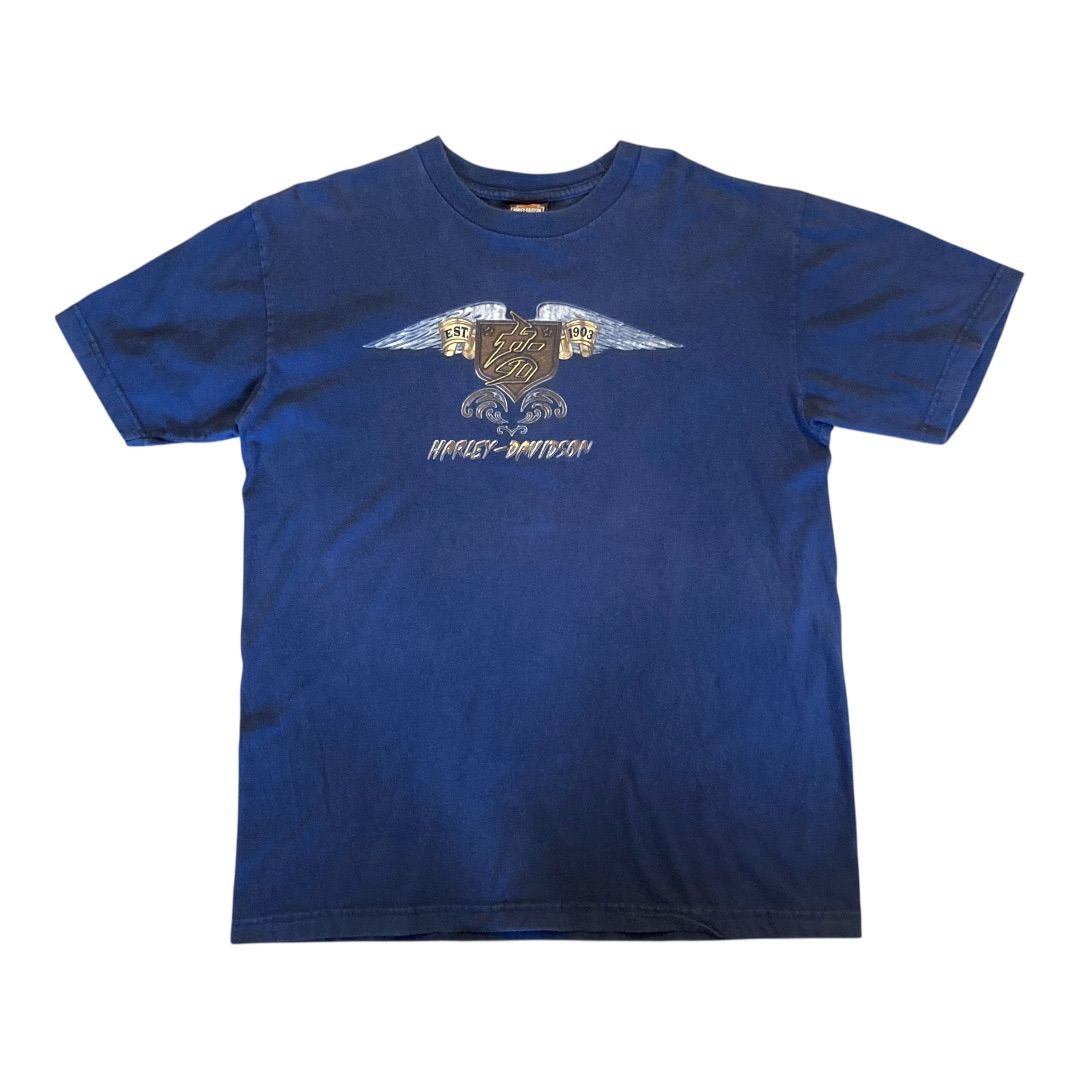 Vintage Harley-Davidson Winged Logo T-Shirt XL Wildwood New Jersey / ハーレーダビッドソン ネイビーフェード プリントTシャツ サイズ XL　【F538】