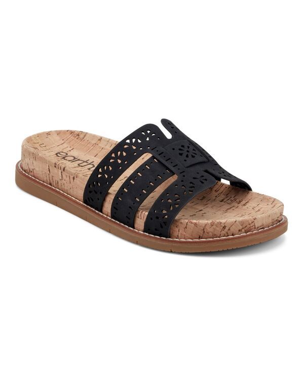 アース レディース シューズ スリッポン・ローファー サンダル Earth Womens Fairren Flat SlipOn Footbed Sandals Black ブラック