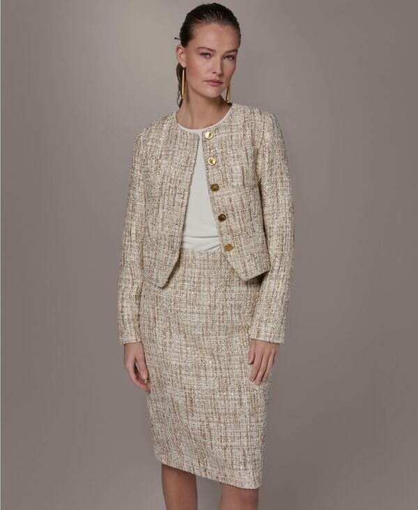 ダナ キャラン ニューヨーク レディース アウター ジャケット・ブルゾン クロップド Donna Karanew York Womens Cropped ButtonFront Jacket Dark