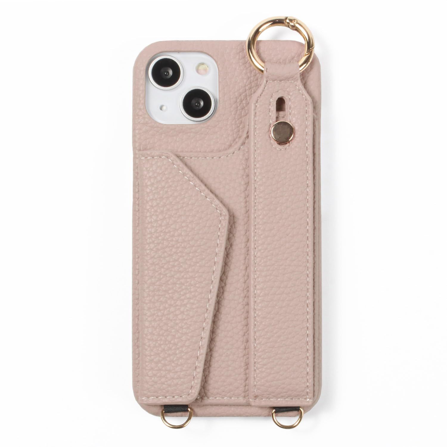 Big Brave スマホケース ショルダータイプ 背面カード収納 背面ポケット付き smf-t-489 スモークピンク iPhone13/14用