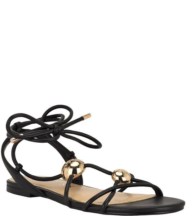ゲス レディース シューズ サンダル アンクル Guess Tabell Ankle Tie Hardware Detail Flat Sandals Black ブラック