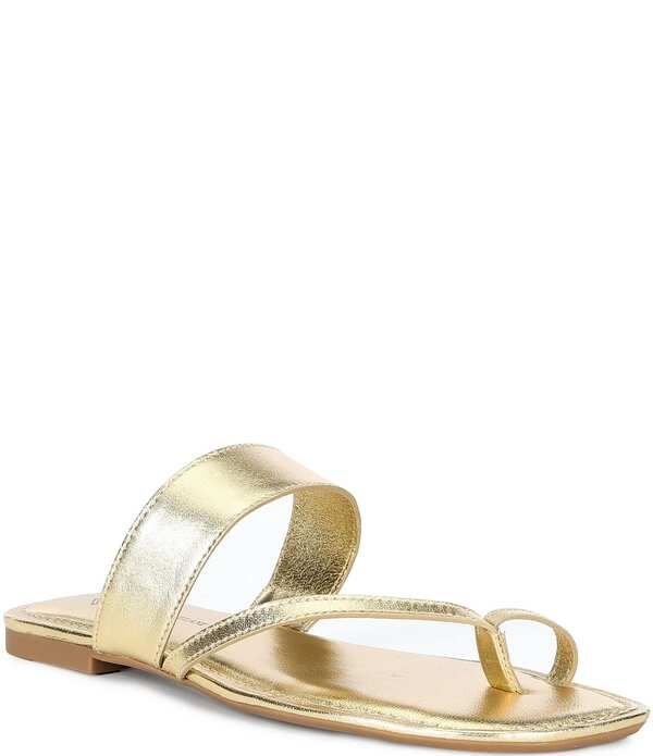 アントニオ メラーニ レディース シューズ サンダル レザー Antonio Melani Jolie Leather Toe Loop Flat Sandals Gold ゴールド