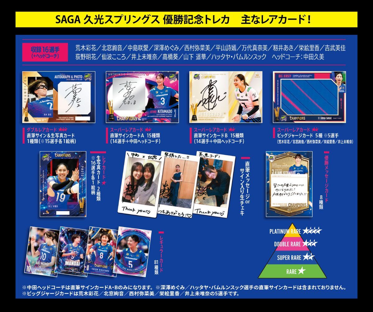 お得セット】SAGA久光スプリングス優勝記念トレーディングカード 未
