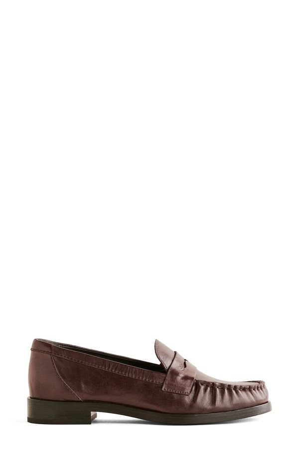 リフォーメーション レディース シューズ スリッポン・ローファー ギャザー Reformation Ani Ruched Penny Loafer Espresso Leather