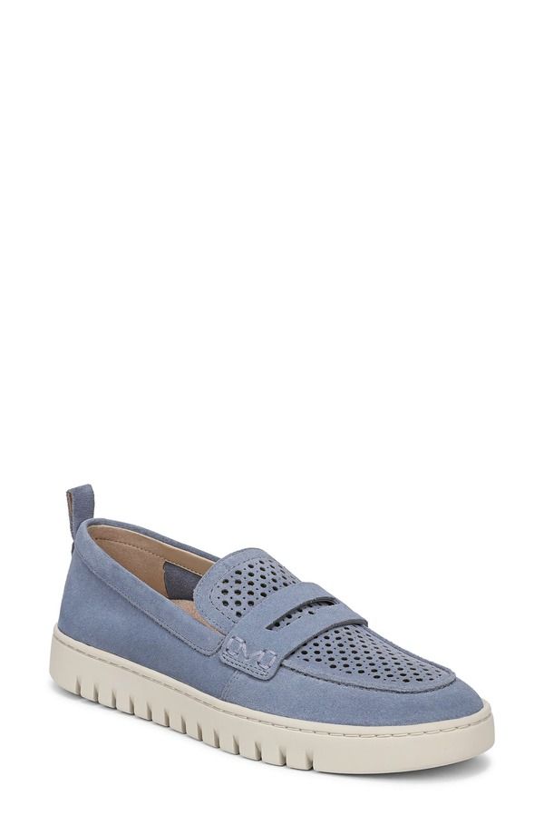 バイオニック レディース シューズ スリッポン・ローファー Vionic Uptown Perf Penny Loafer Pacific Blue ブルー