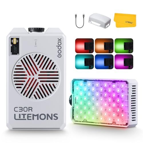 【新品】GODOX Litemons C30R RGB ライトパネル、バイカラー ポータブルオンカメラ RGB LED 定常光 ライト 1800K~10000K 連続光 バッテリー付き、ビデオ撮影 ライブ ストリーミング用 LED 写真 撮影 34ebcca4