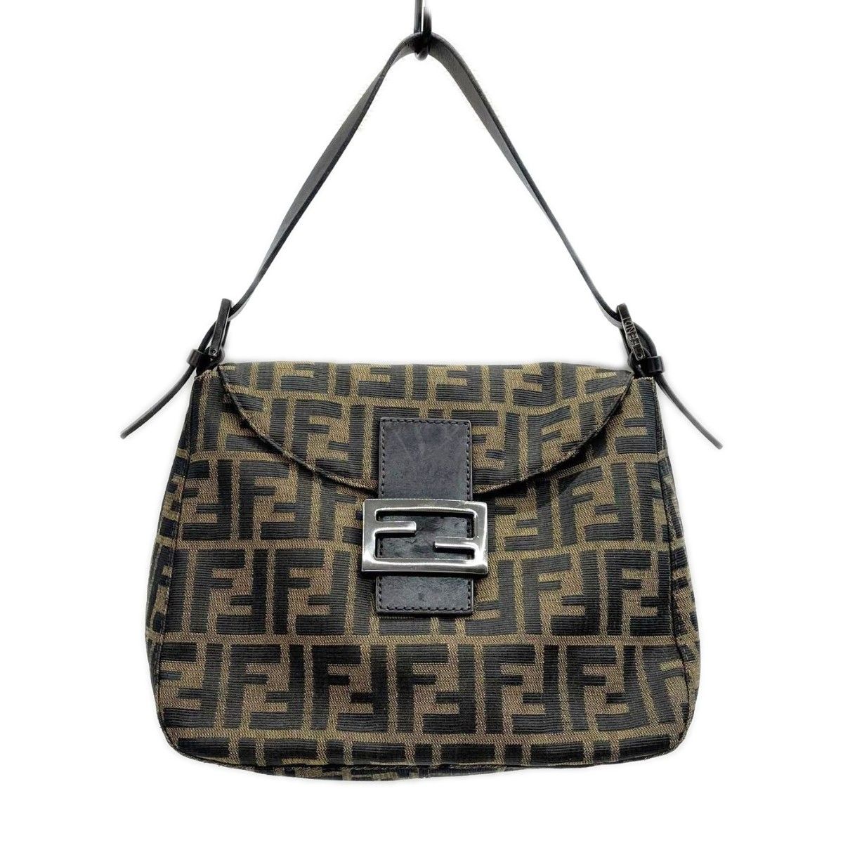 FENDI フェンディ ハンドバッグ ショルダーバッグ ズッカ柄 キャンバス レザー ブラウン