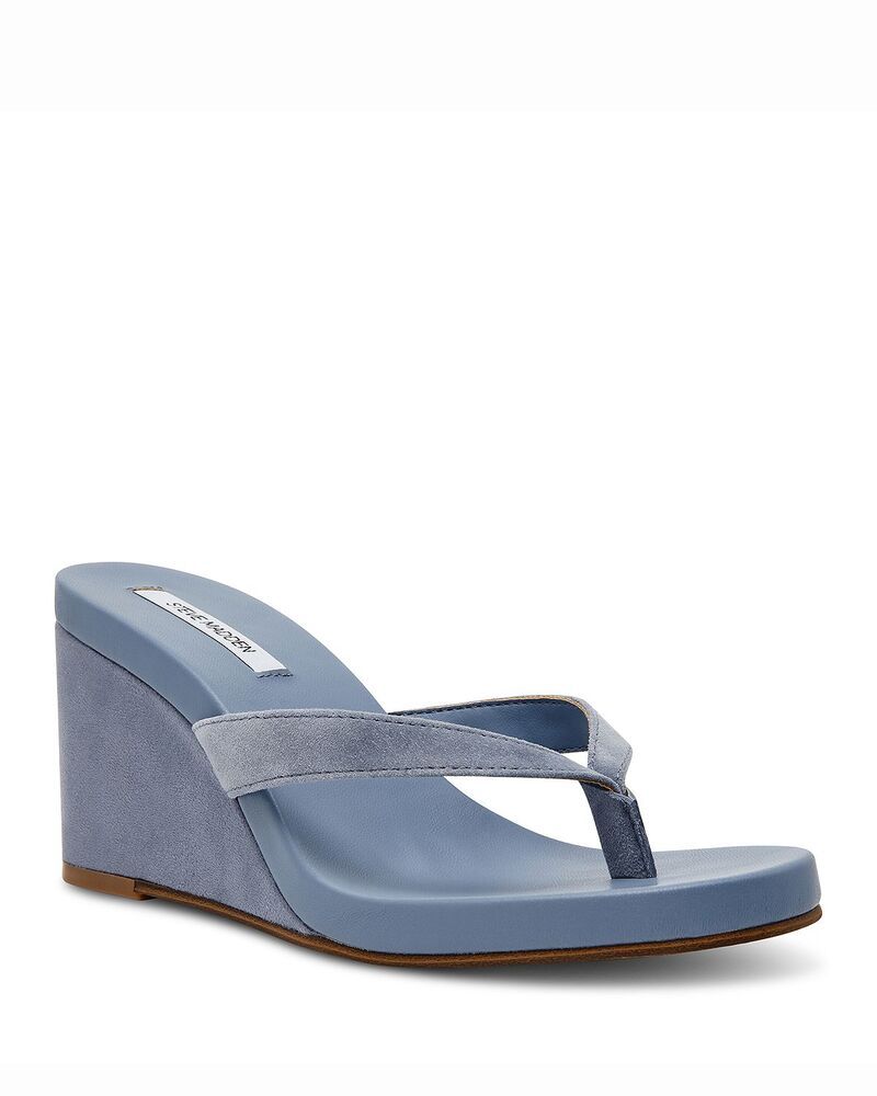 スティーブ マデン レディース シューズ サンダル STEVE MADDEN Womens Playing Wedge Sandals Blue Suede ブルー