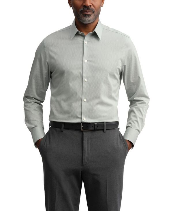 カルバンクライン メンズ トップス シャツ スリムフィット Calvin Klein Mens MultiStretch NonIron Shirt Slim Fit Light Gray グレー