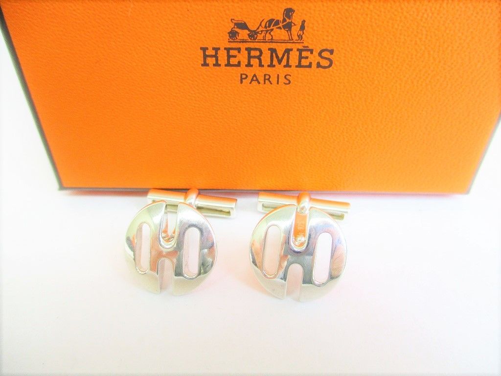【未使用保管品】 HERMES エルメス Hモチーフ スターリングシルバー 925 カフス カフスボタン メンズ