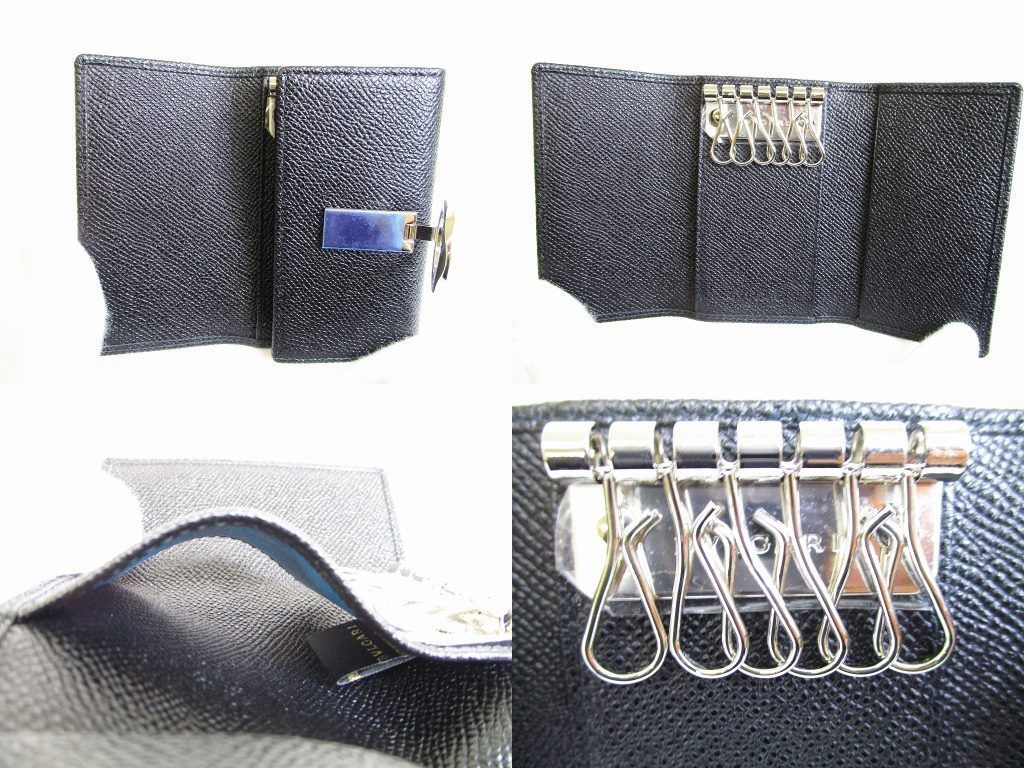 未使用保管品】 BVLGARI ブルガリ ロゴクリップ グレインレザー 6連