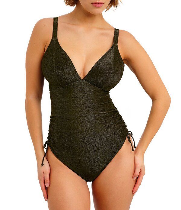 フレイヤ レディース トップス ワンピース Vネック Freyarizona Wave Adjustable Tie Side Plunge VNeck One Piece Swimsuit Nebu