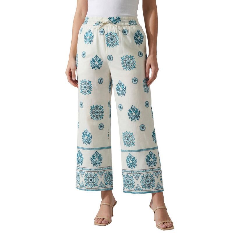 ロアマンズ レディース ボトムス カジュアルパンツ ワイドレッグ プラスサイズ コットン Roamans Womens Plusize Wide Leg Cotton Cropant White Mu