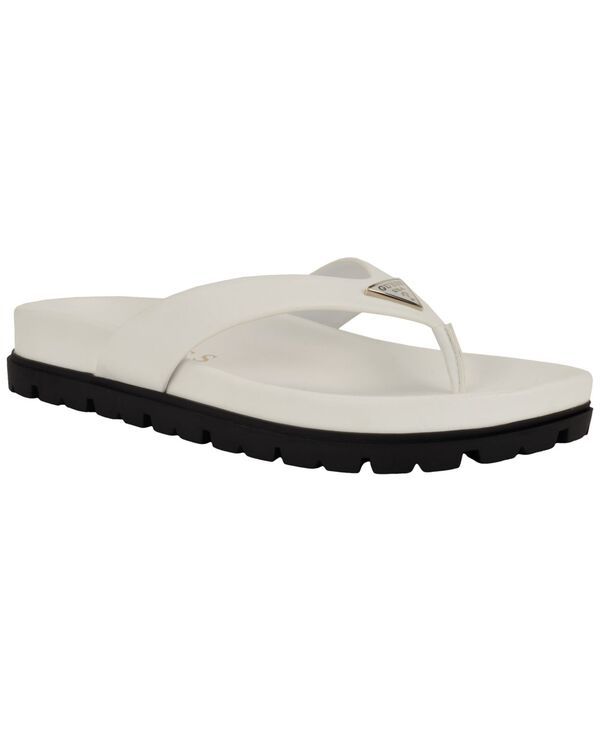 ゲス レディース シューズ スリッポン・ローファー サンダル GUESS Womens Davelle Thong SlipOn Lug Sole Sandals White ホワイト