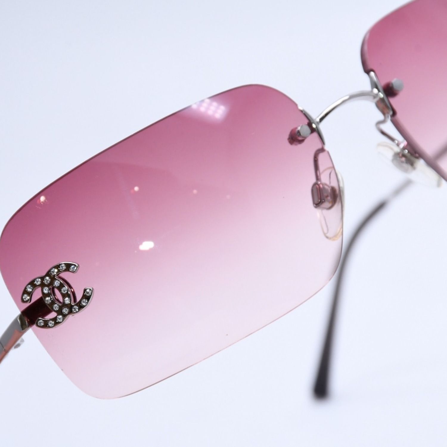 極美品 CHANEL シャネル Sunglasses サングラス ラインストーン 4017-D