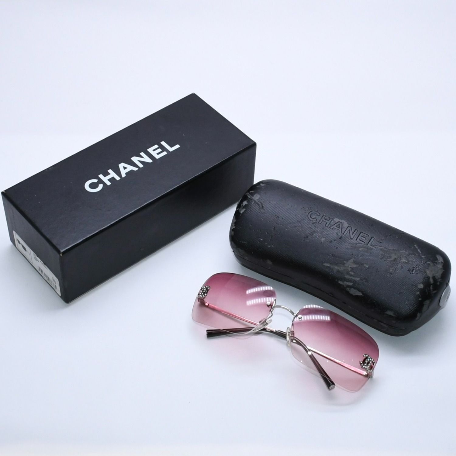 極美品 CHANEL シャネル Sunglasses サングラス ラインストーン 4017-D