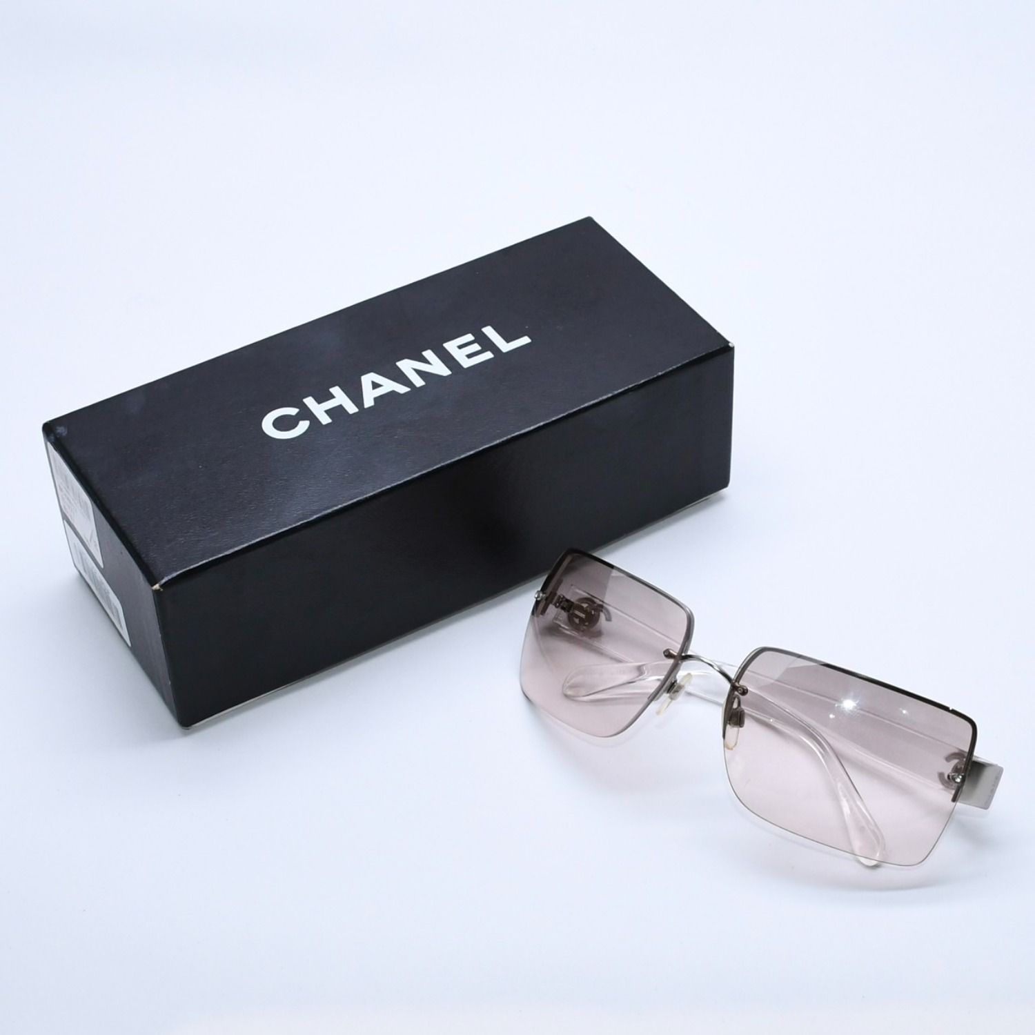 極美品 CHANEL シャネル リムレス サングラス サイドココマーク クリア