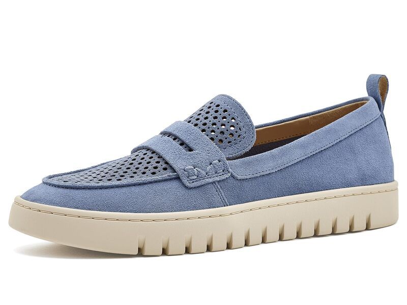 バイオニック レディース シューズ スリッポン・ローファー VIONIC Uptown Perf Pacific Blue Suede ブルー