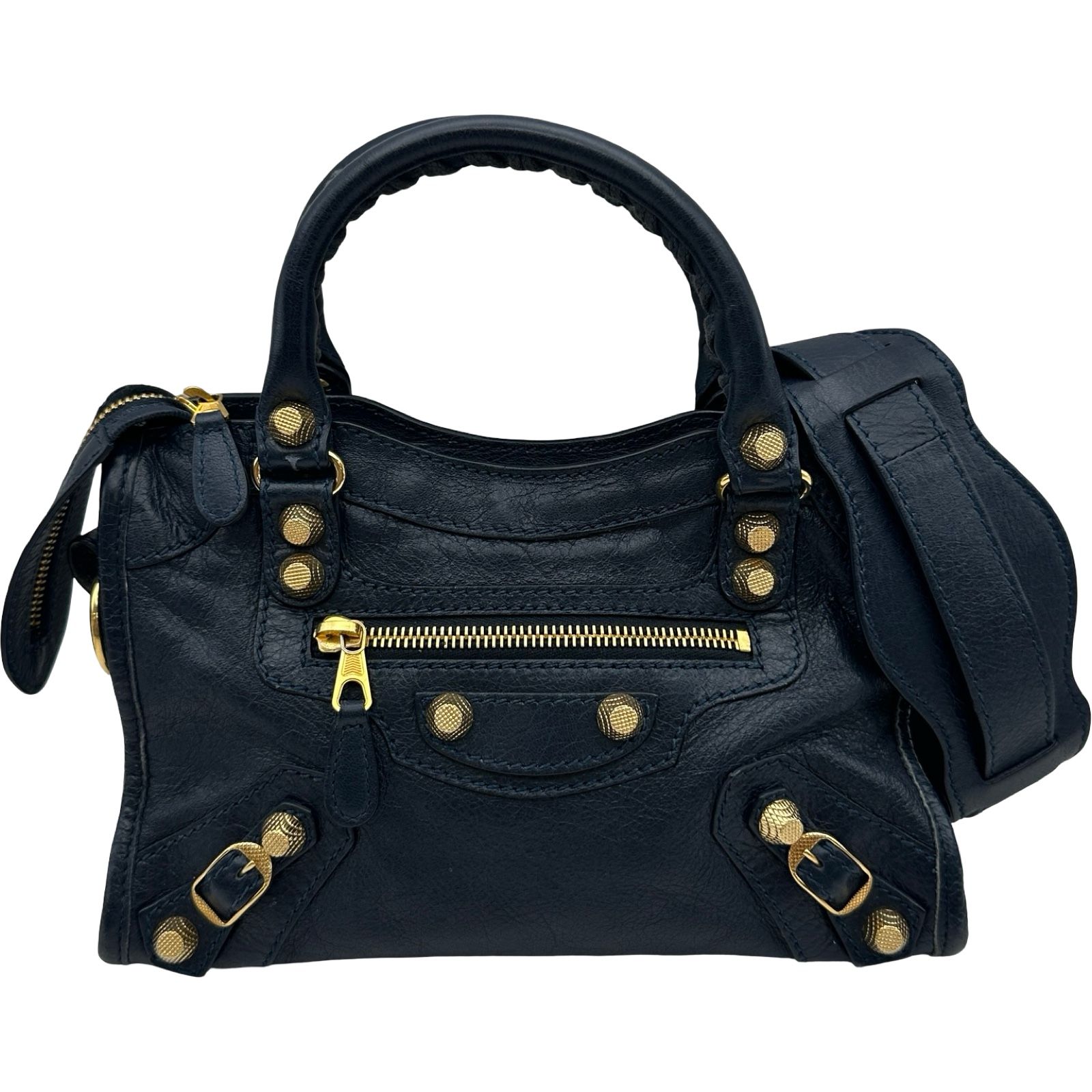 バレンシアガ BALENCIAGA ジャイアントミニシティ 309544 ネイビー レザー レディース ショルダーバッグ