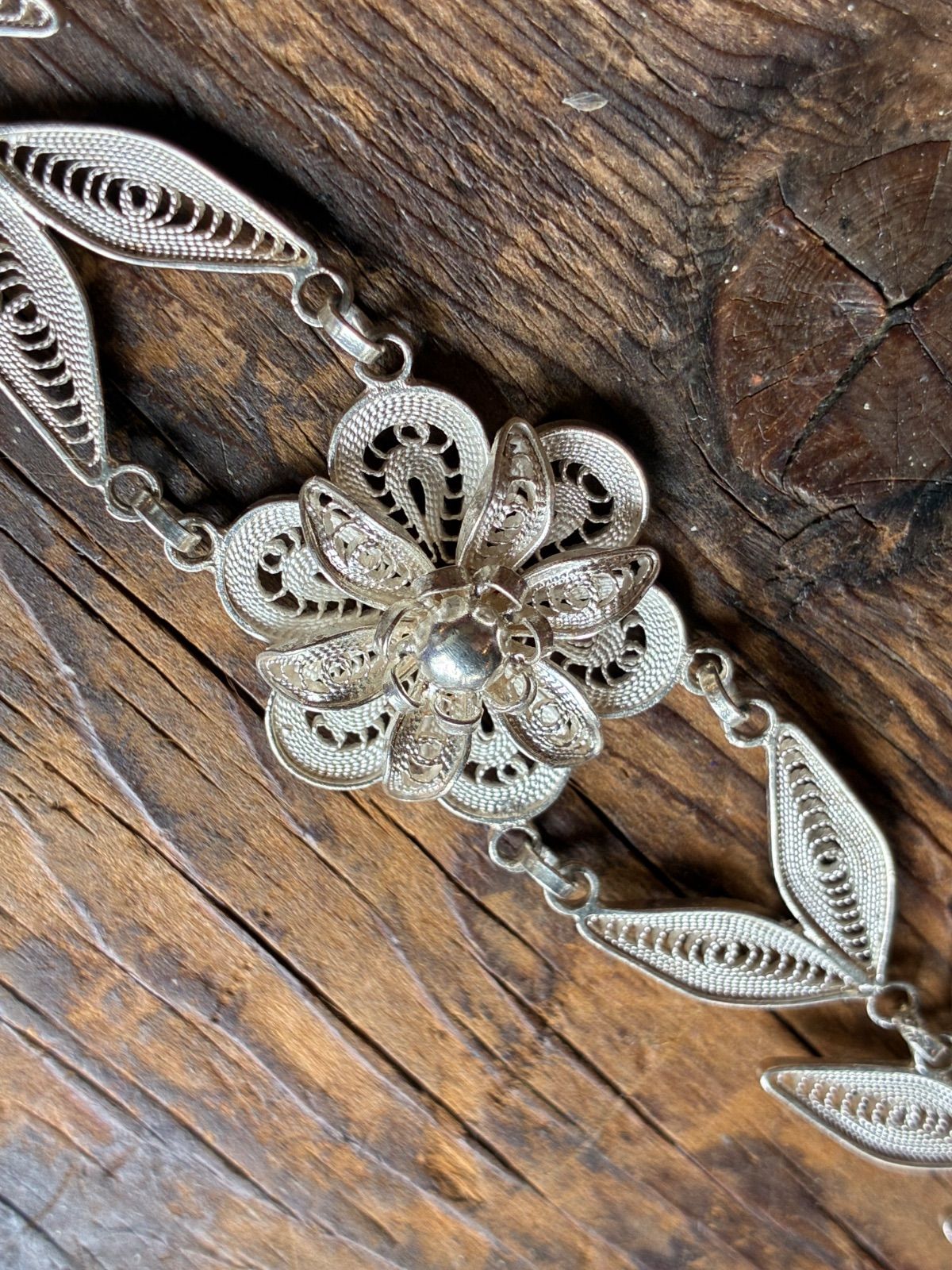 トルコ製 シルバー925 ハンドメイド ブレスレット(レース細工・花モチーフ・アンカラ買付) 8