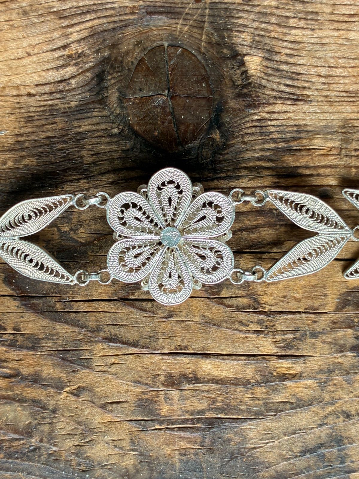 トルコ製 シルバー925 ハンドメイド ブレスレット(レース細工・花モチーフ・アンカラ買付) 9