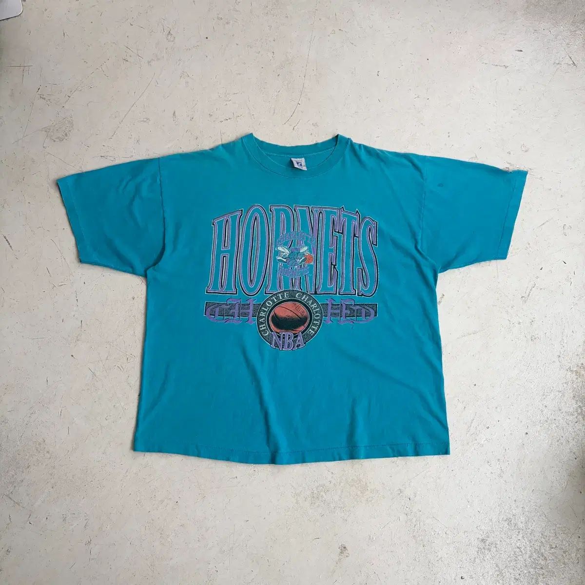 90s USA Logo 7 NBA シャルロット・ホーネッツ ヴィンテージ 半袖Tシャツ 2XL