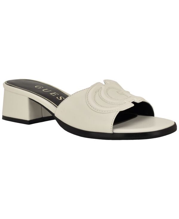 ゲス レディース シューズ スリッポン・ローファー サンダル ヒール GUESS Womens Cerrina SlipOn Block Heel Sandal White Leather ホワイト