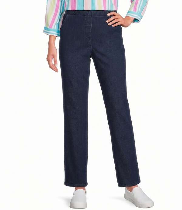 アリソン デイリー レディース ボトムス カジュアルパンツ ストレート プチ デニム Allison Daley Petite Size Straight Leg Stretch Denim Pull