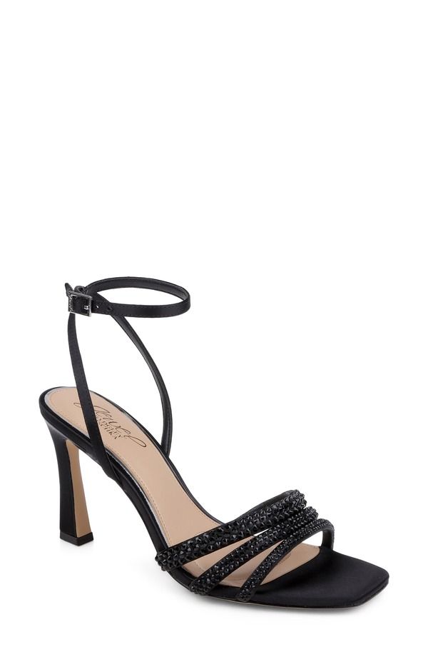 ジュウェルダグレイミシュカ レディース シューズ サンダル アンクル Jewel Badgley Mischka Zimal Ankle Strap Sandal Black Satin ブラック