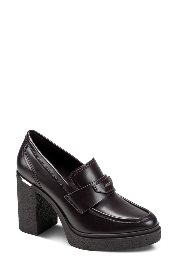 ダナ キャラン ニューヨーク レディース シューズ ヒール ローファー DKNY Tafani Block Heeloafer Brown ブラウン
