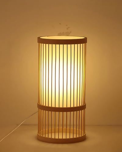 フロアライト デスクライト LEDスタンドライト 竹編み 直径16cm×高さ33cm 和風 E26 完成品 LED インテリア照明 床置き おしゃれ 間接照明 ホテル カフェ 喫茶店 寿司屋 居酒屋 レストラン 寝室 和室 新築祝い 本体のみ（電球な 国内発送