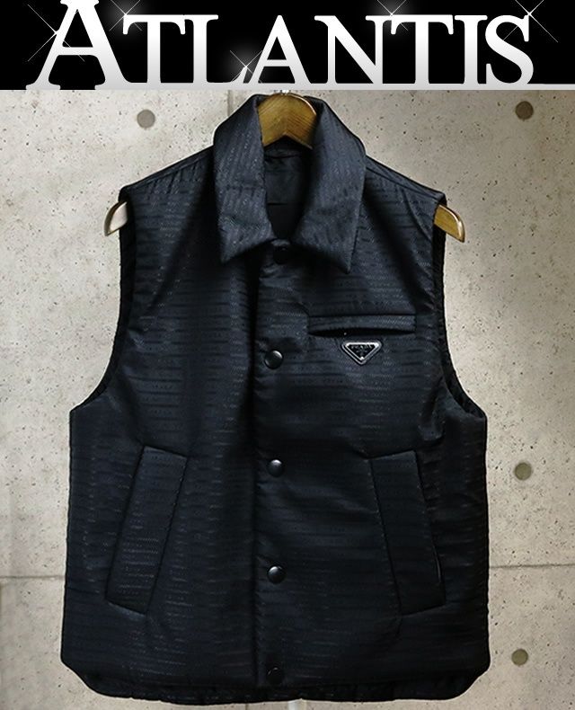 PRADA 銀座店 プラダ トライアングルロゴ ナイロン パテッド ベスト メンズ size:46 黒 103580