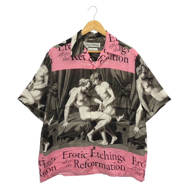 【中古】WACKO MARIA THE PHOENICIAN SCHEME HAWAIIAN SHIRT M 総柄 ピンク ワコマリア[10]