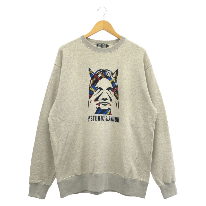 【中古】HYSTERIC GLAMOUR SEE NO EVIL 刺繍スウェット XL 02243CS11 グレー ヒステリックグラマー[10]