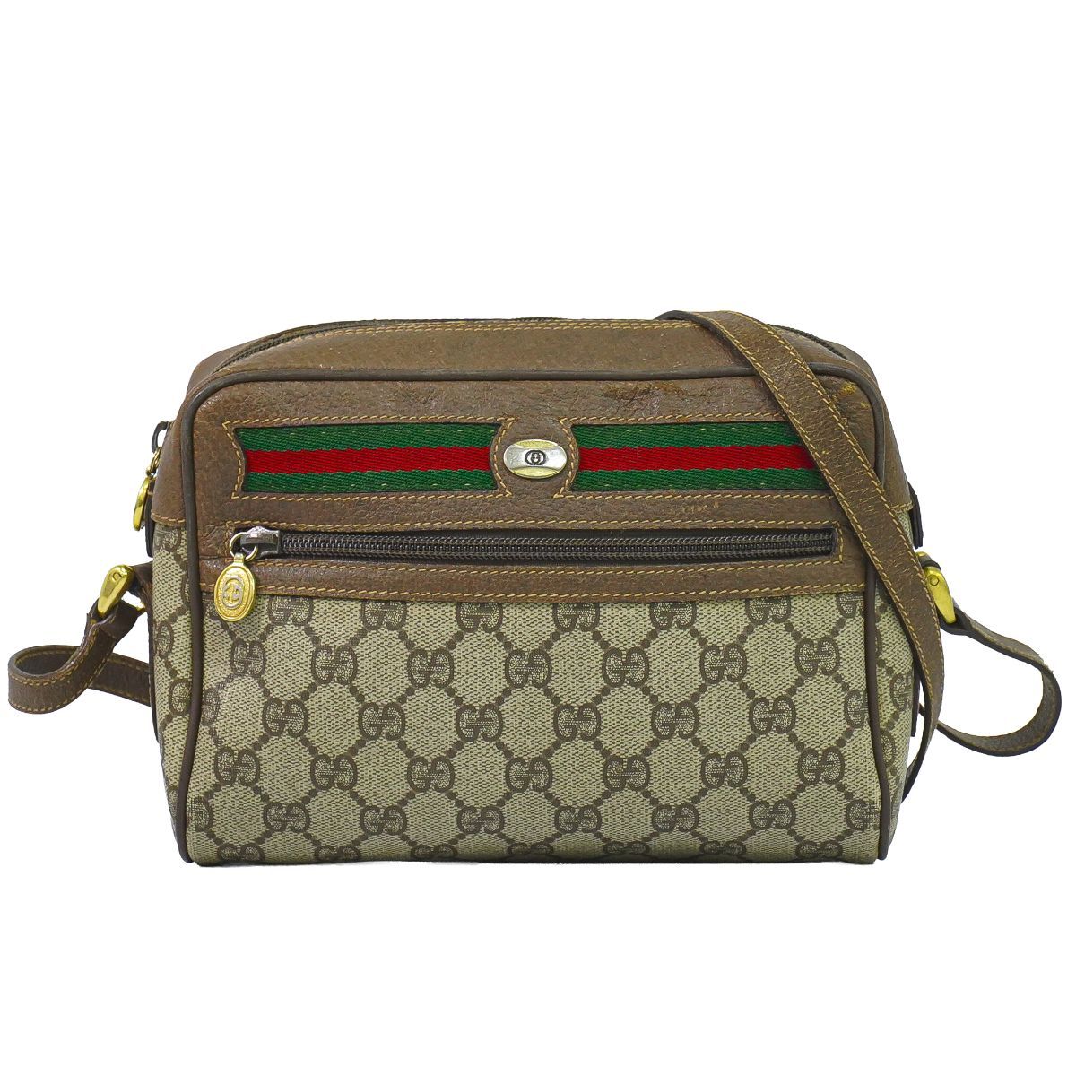 本物 グッチ GUCCI シェリーライン GGスプリーム ショルダーバッグ ポシェット ベージュ Shelly Line バッグ 中古・ 15,840円