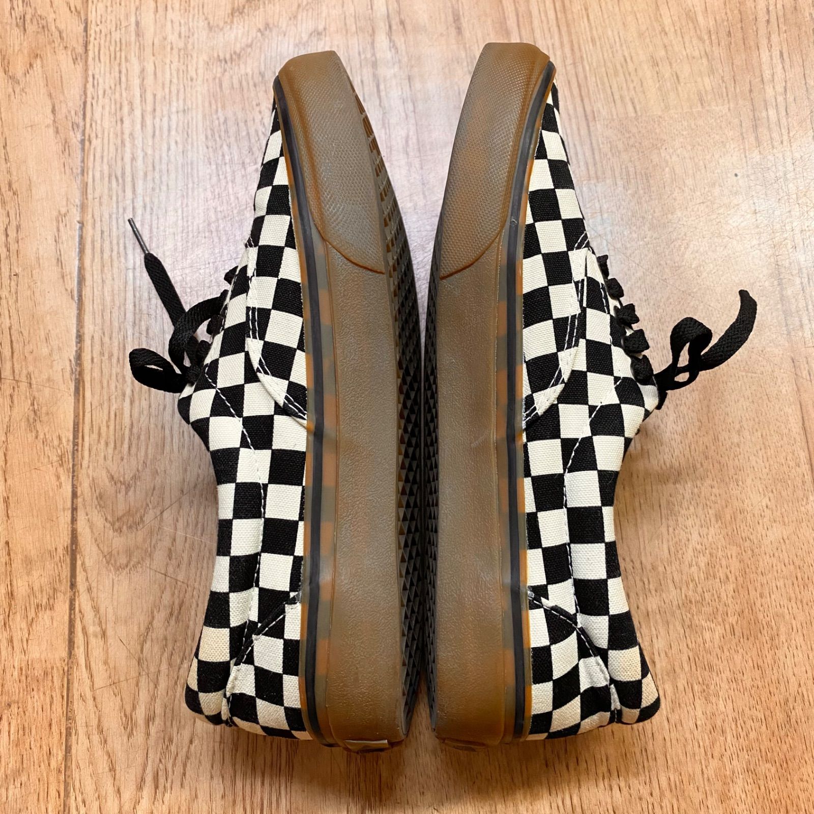 極美品》VANS バンズ エラチェッカーボードスニーカー ガムソール 
