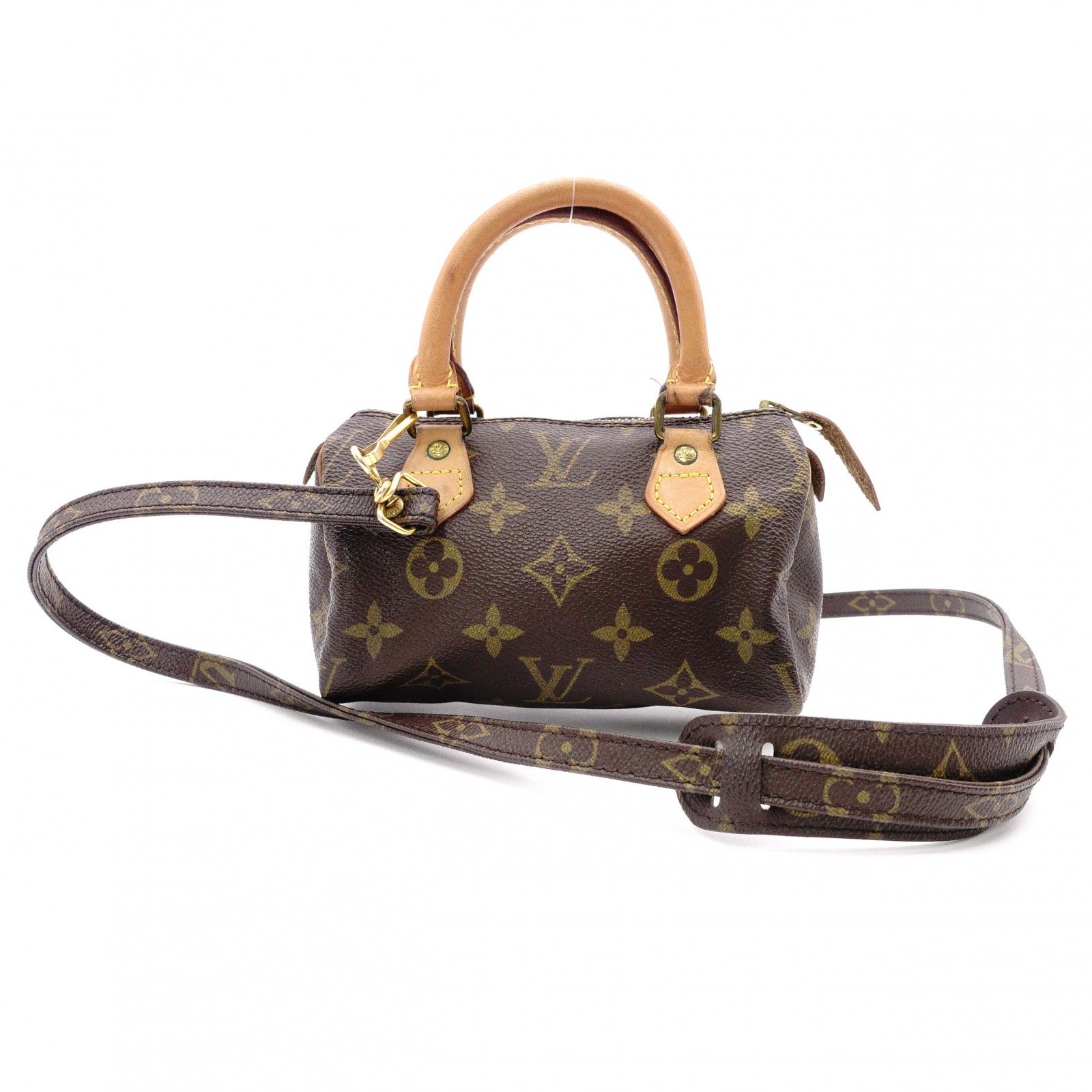 LOUIS VUITTON ルイ ヴィトン ミニ スピーディ モノグラム キャンバス ハンドバッグ PVC/レザー ブラウン レディース