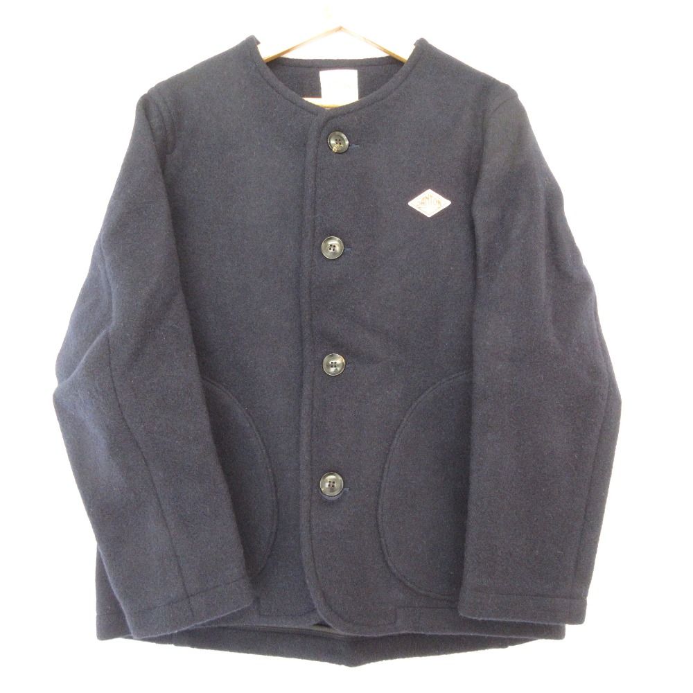美品 DANTON ダントン ウールモッサ ノーカラージャケット ブルゾン 