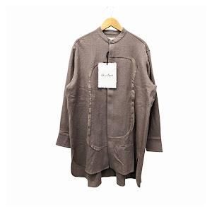 OMAR AFRIDI オマールアフリディ MISSHAPED OMAR SHIRT ノーカラーシャツ ブラウン系 ウール サイズM 66175