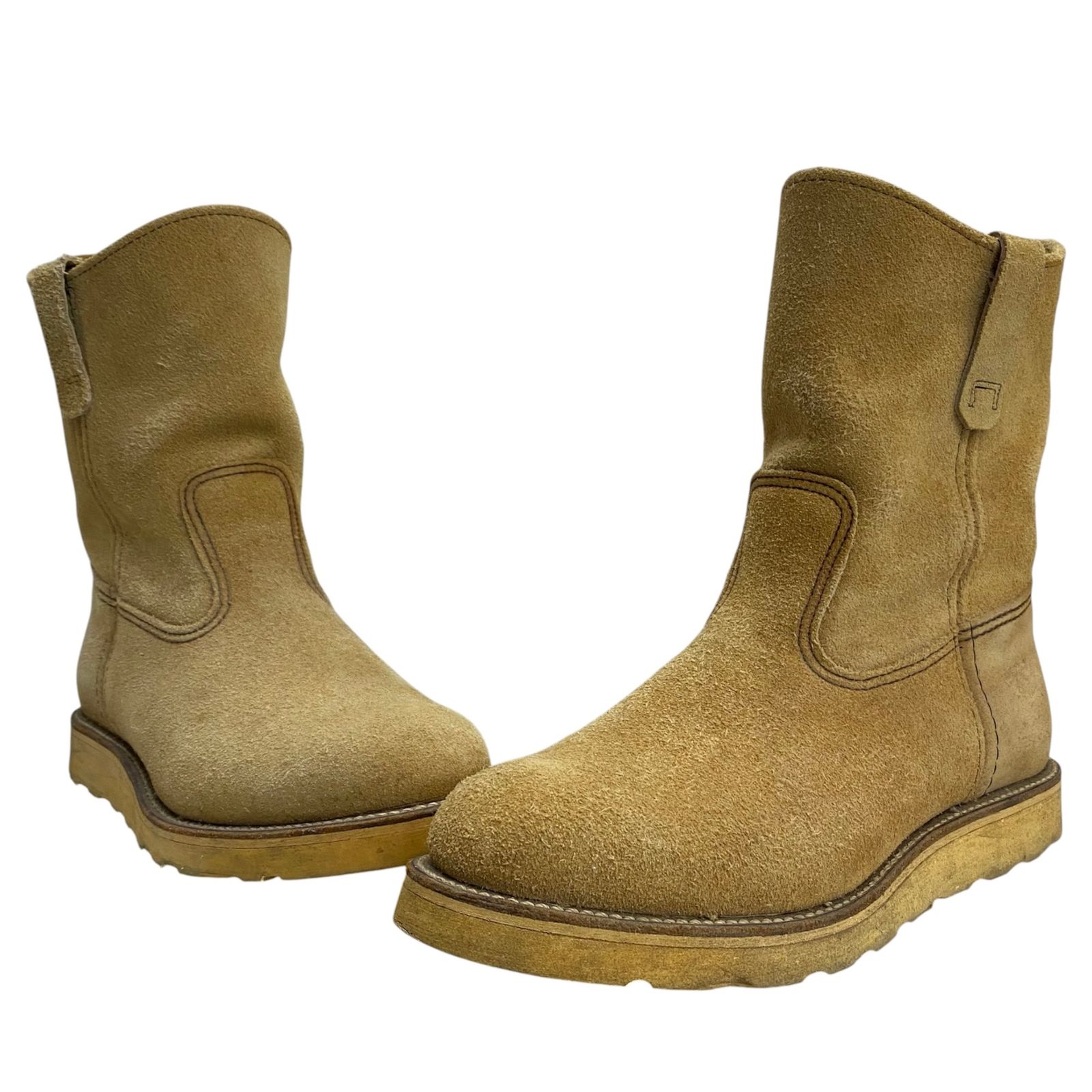 レッドウィング RED WING 90's スエード ペコスブーツ 8 1/2E 8168 メンズ靴 ブーツ ペコスタイプ ベージュ 26.5cmサイズ 201-shoes1806 VB