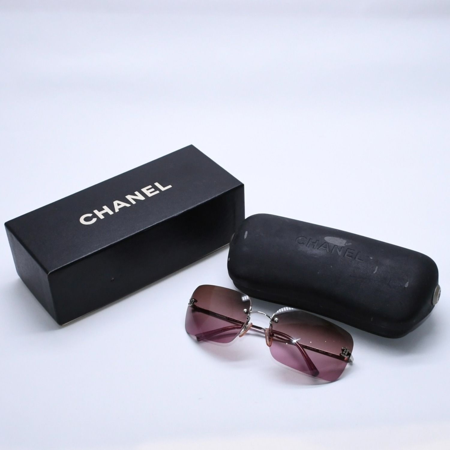 極美品 CHANEL シャネル リムレス ココマーク パープルグラデーション カーキ サングラス 4017 62◻︎17 120 中古 4a004039 46,200円