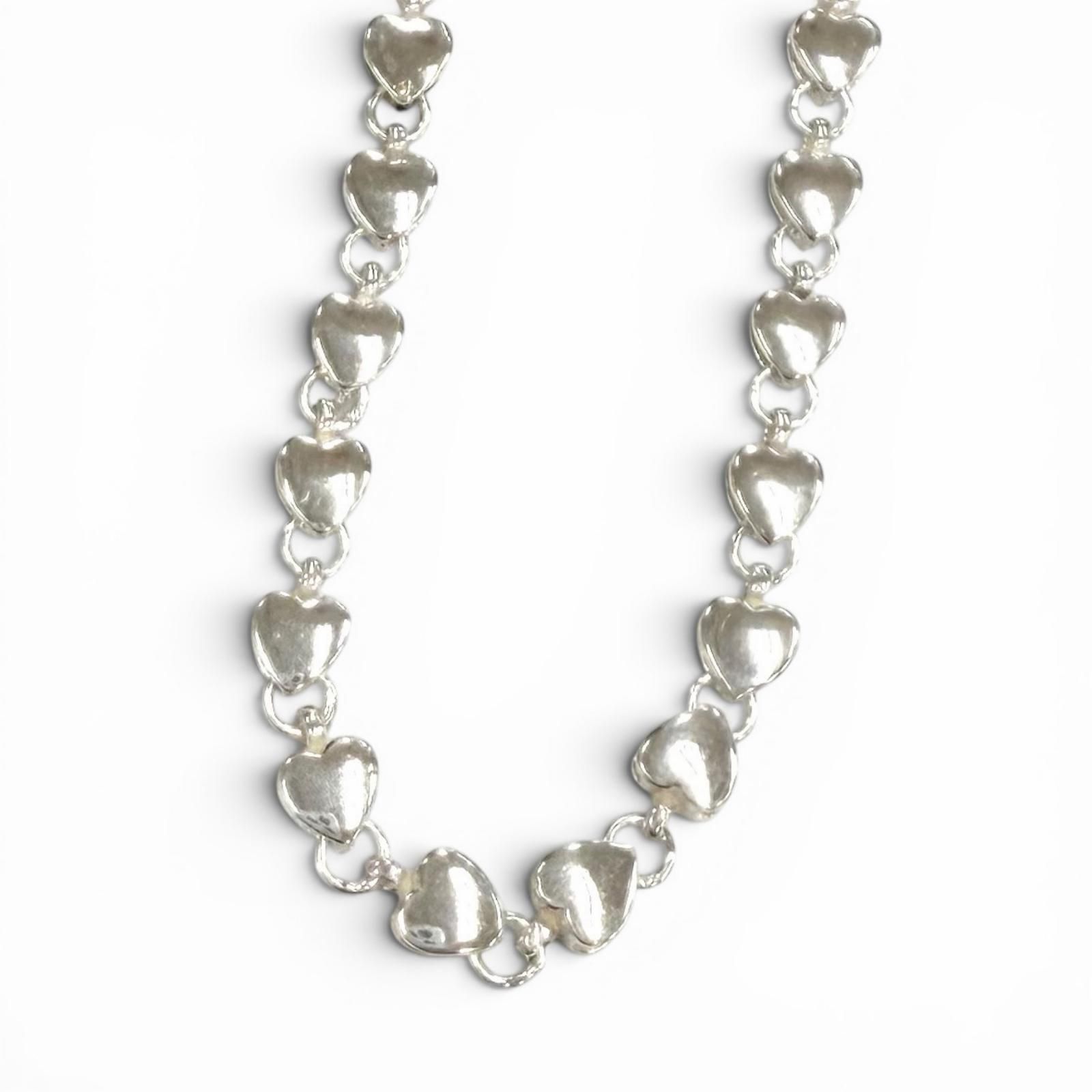 美品★TIFFANY&Co. ティファニー 925 パフハート ネックレス アクセサリー シルバー 重量16.5g レディース 保存袋付き