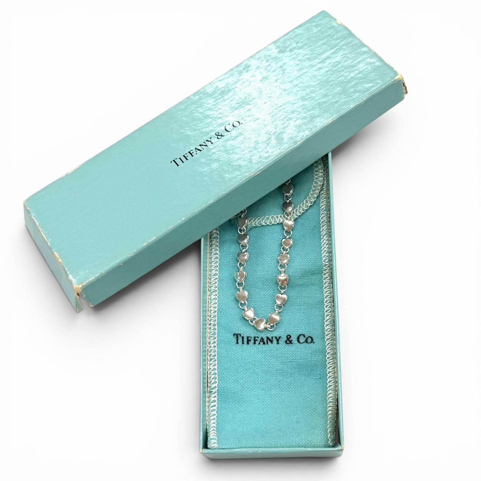 美品★TIFFANY&Co. ティファニー 925 パフハート ネックレス アクセサリー シルバー 重量16.5g レディース 保存袋付き