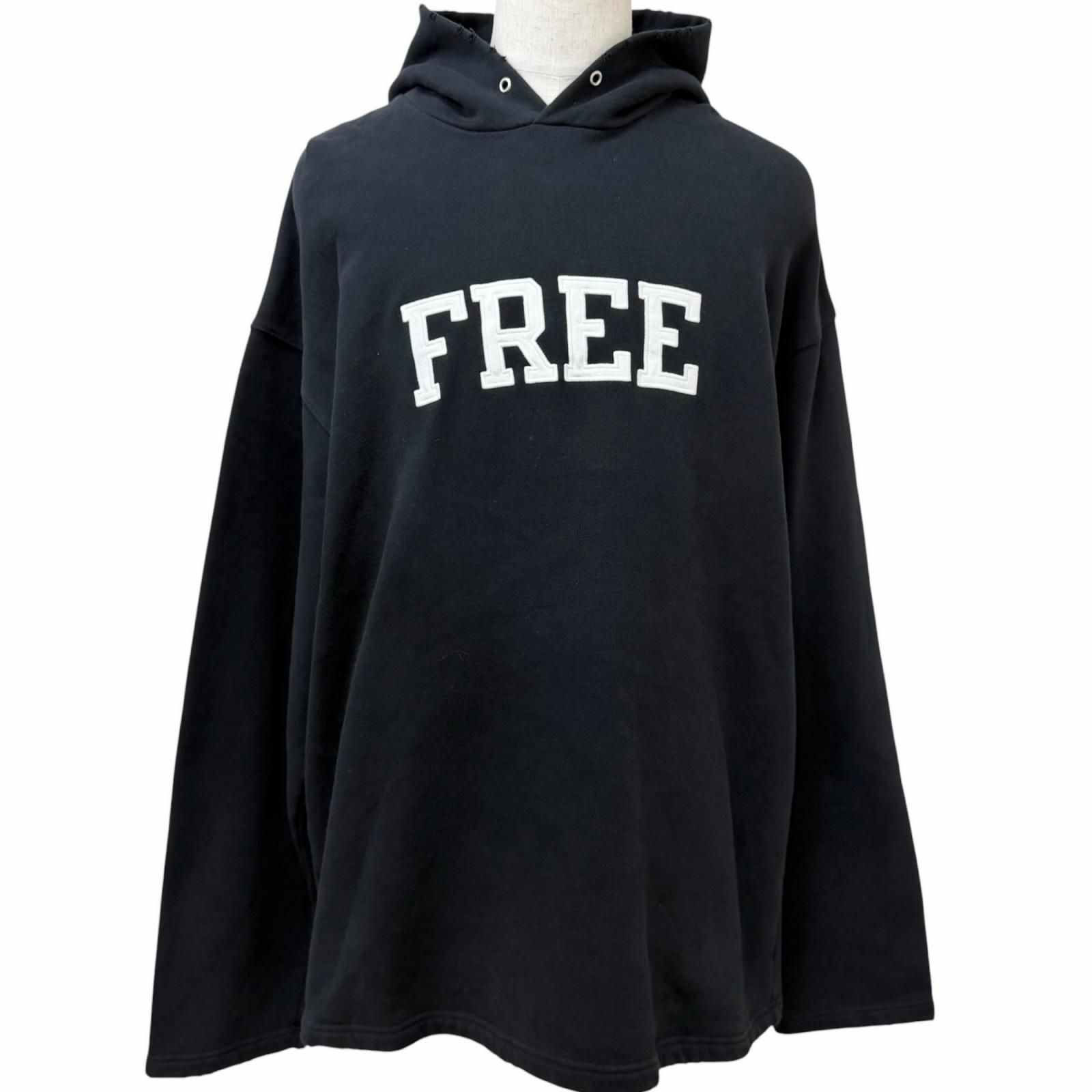 美品□BALENCIAGA バレンシアガ 661711 FREE DISTRESSED NO RIB HOODIE ダメージ加工 オーバーサイズ パーカー ブラック XXS 正規品