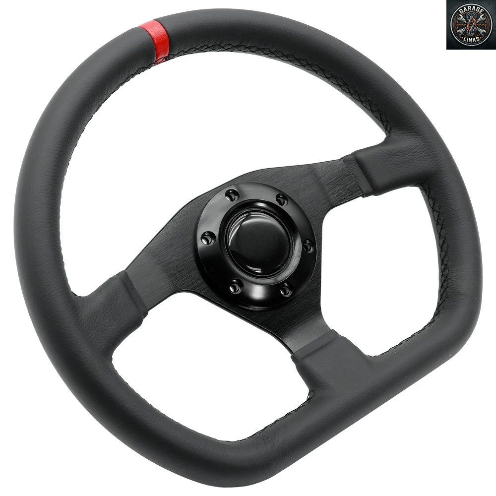 12.6インチ/320mm Dスタイル レザーレーシングスポーツステアリングホイール