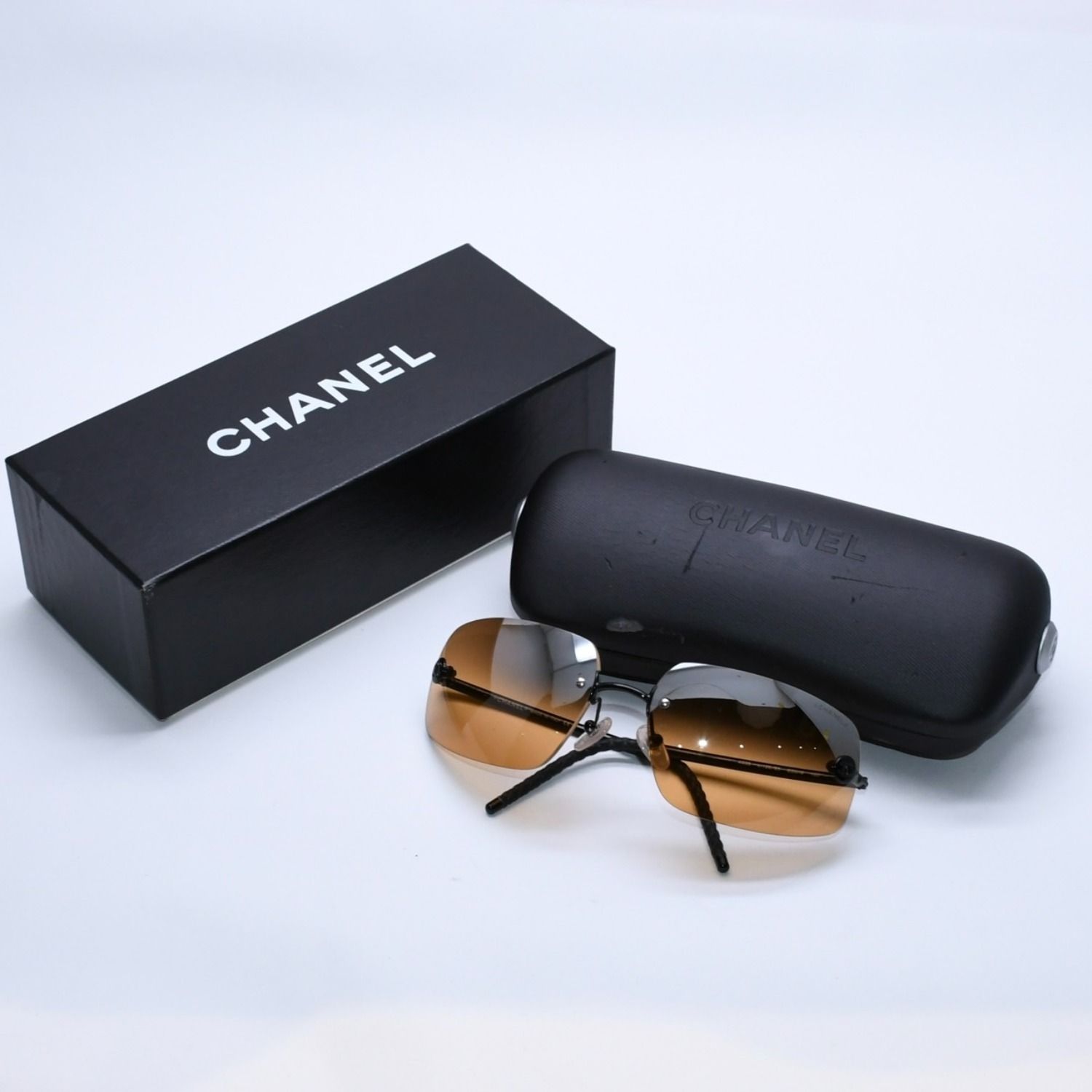 極美品 CHANEL シャネル リムレス 丸ココマーク サングラス イエロー