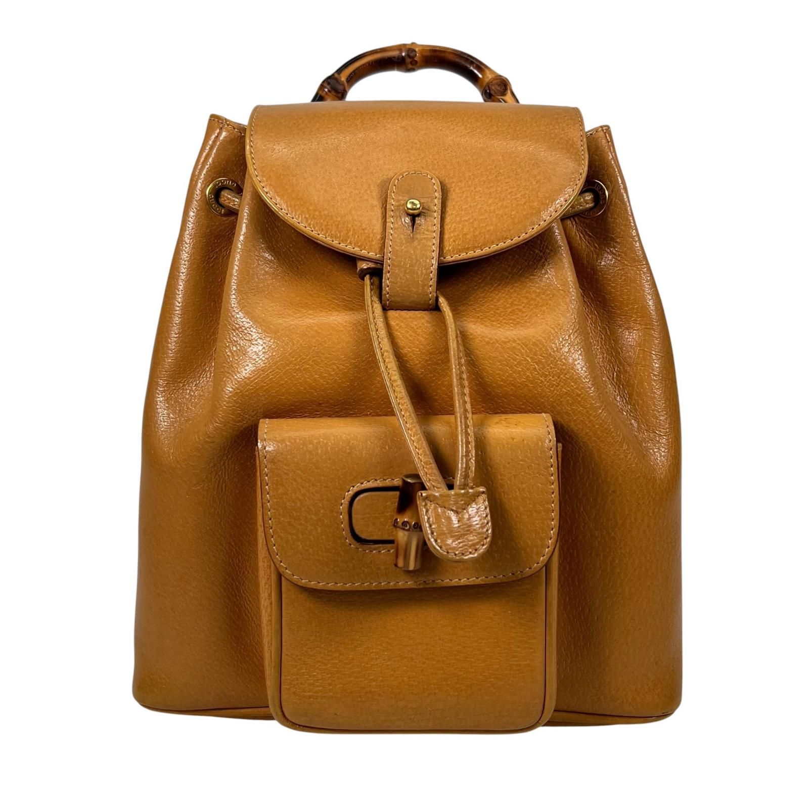GUCCI グッチ G金具 バンブー 003.1705.0030 リュック・デイパック ピッグスキン ブラウン/ゴールド【中古】 レディース